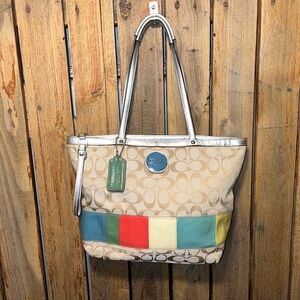 Coach Signature Multi Color Tote Bag